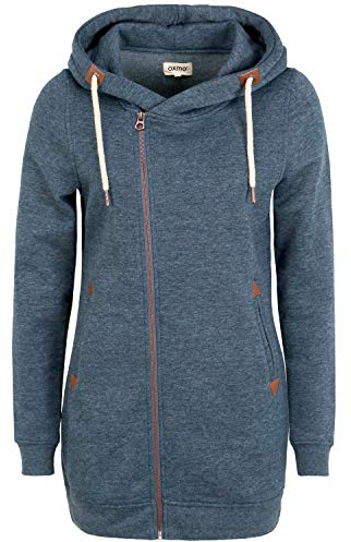 OXMO OXVicky Sweat Zip-Hoodie Damen Sweatjacke Kapuzenjacke Hoodie mit Kapuze Kordel Reißverschluss Eingrifftaschen Regular fit, Größe:S, Farbe:INS BL Mel (7989915)