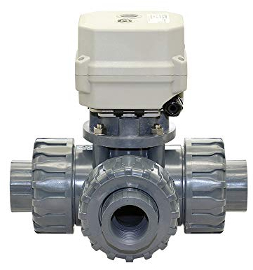 alfa-pool Motorkugelhahn 3-Wege DN40 PVC Klebemuffen 50mm Automatik-Rückführung 230V AC