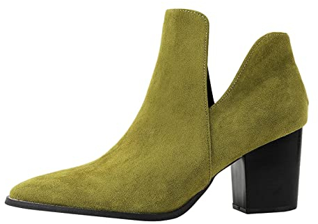 Stivaletti Donna Zip Laterale Flock Ankle Stivali Nudi Zeppe Casual Short Tube (42,Verde)