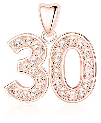 Charmbar 30 ciondoli in argento Sterling S925 con oro rosa per braccialetti con ciondoli European Style da donna, regalo di 30° compleanno per figlie, mogli, figlie, sorelle, mogli, Oro rosa