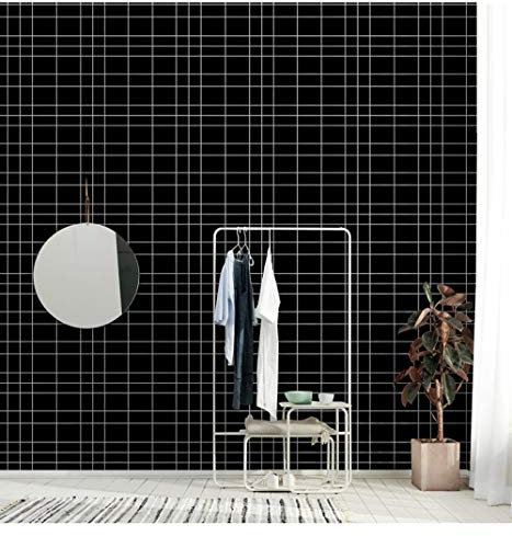 ZZDXL Tapeten Schwarz Kariert Tapete Vliestapete 10 M X 0,53 M,3D Tapete Für Schlafzimmer Wohnzimmer Oder Küche,Modern Klassisch Elegance Tapete Kinderzimmer,Wandtapete Jungen Mädchen