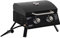 Barbacoa de gas de mesa portátil, patas plegables – 2 quemadores de 5 KW – Barbacoa de gas de camping – Rejilla de cocina, bandeja de grasa, termómetro – Acero de calidad alimentaria negro