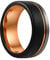 COPAUL 8mm Black Loop Tungsten Line Ring Gravé Silver Rose Gold rainuré Alliance Anneaux pour Hommes Femmes, Taille 68