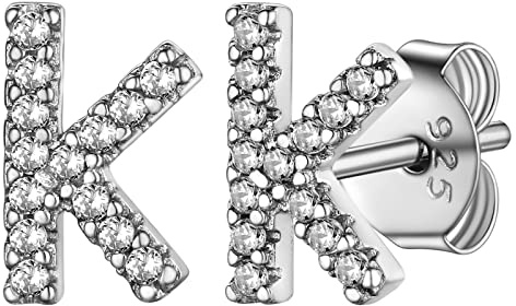 Supcare Buchstaben Ohrringe Silber 925 Mädchen Ohrstecker mit Zirkonia A-Z Kleine Initiale Alphabet Ohrringe Letter Anfangsbuchstaben Ohrschmuck Ohr Piercing Modeschmuck für Damen