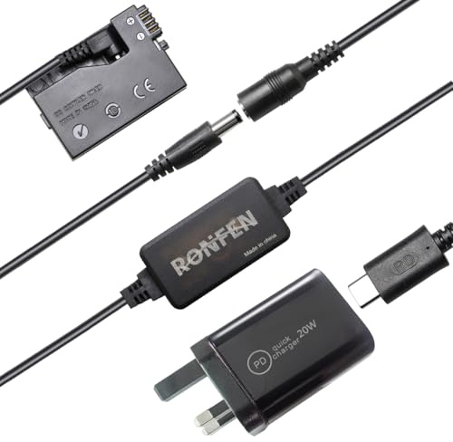 RONFEN DR-E8 DC Coupler LP-E8 Dummy Battery USB-C Cable PD Adapter Kit ACK-E8 AC Power Adapter Replacement for Cameras Canon EOS Rebel T5i T4i T3i T2i 700D 650D 600D 550D Kiss X6 Kiss X5 Kiss X4
