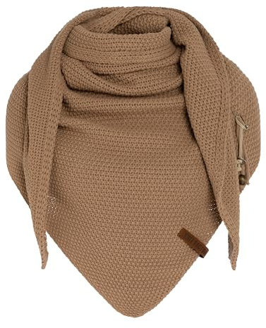 KNIT FACTORY - Dreiecksschal Coco - Damen Strickschal mit Wolle - Umschlagtuch für den Herbst und Winter - Winterschal - Dreieckstuch - Hochwertige Qualität - XXL Schal - 190 x 85 cm - Nude