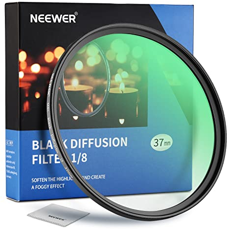 NEEWER 37mm Black Diffusion 1/8 Filter Schwarze Diffusion Träumerischer Kinoeffekt Ultradünner Kameraobjektivfilter/Wasser&Kratzfestes/Optisch HD Glas/30 Schichten Nanobeschichtungen