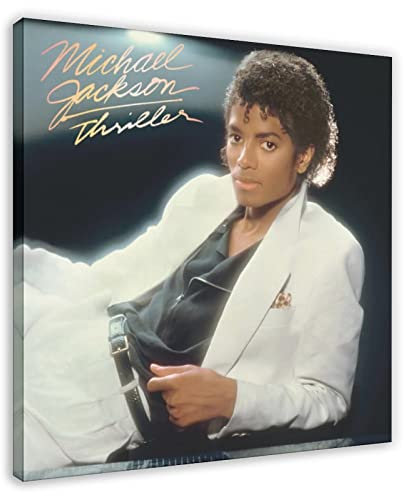 MOIT Sänger Michael Jackson Thriller Album Cover Leinwand Poster Wandkunst Dekor Druck Bild Gemälde für Wohnzimmer Schlafzimmer Dekoration Rahmen Stil 60 x 60 cm