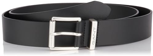 GANT Unisex Logo Leather Belt Gürtel, Black, 105cm