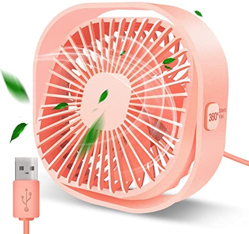 Desk Fan Portable Personal Table Small Desktop Cooling 3 Speeds Quiet Mini With Cable Powered by USB 360° Rotation Micro Fan for Home Office Bedroom Car Outdoor Camping Travel (USB Desk Fan-fen)