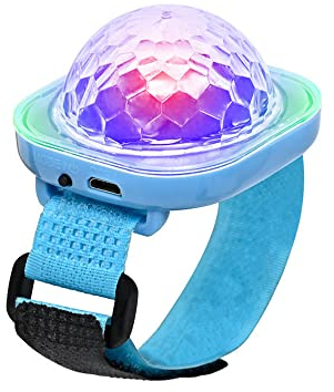 Lancoon Disco Ball Licht, Tragbare Mini Tragbare LED Lampe Nacht Stroboskop Uhr Armband USB Aufladen Sprachgesteuert mit Saugnapf für Kind Party Auto Tanzen DJ Club(Blau)