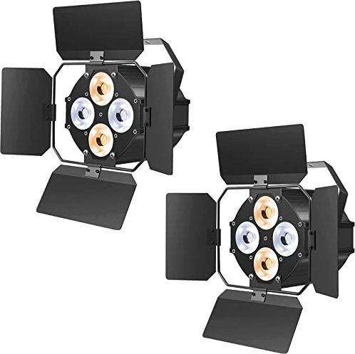 ZonQoonz 2PCS 120W COB Par Licht, 4 LED Par Strahler 2 in 1 kalt/Warmweiß Lichteffekte mit Verdunkelungspanel, DMX Scheinwerfer mit Sound-aktiviertem für Kirche Disco Hochzeit Bar Party Theater