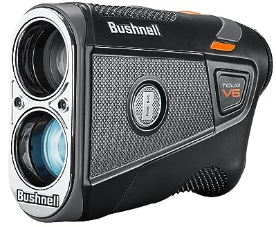Bushnell Golf Tour V6 Laser Rangefinder – Visual JOLT, Magnetic Mount, 1300-Yard Range, 6X Magnification, IPX6 Weatherproof, Premium Carry Case (Patriot Pack)
