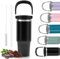 TOPAHGOD Travel Mug, 900ml/30oz Insulated Cup with Handle, Double Wall Vacuum Stainless Steel Coffee Mug with Straw & Lid, Reusable Leak Proof Travel Mugs for Hot Drinks, Coffee and Tea (Black)
