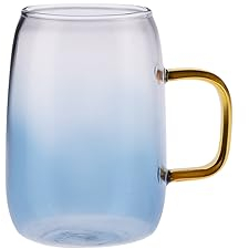 KARACA Boli Borasilicate Becher mit gelbem Griff, 300 ml - Hochwertiger Glasbecher für stilvollen Teegenuss und heiße Getränke