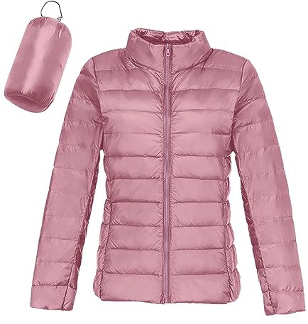 Femme Doudoune Légère Femme Hiver Veste Doudoune Capuche Pliable Fine Ultralight Femme Grande Taille Puffer Jacket Blouson Doudoune Duvet Plume Oversize Doudounes de Randonnée (Rose, M)