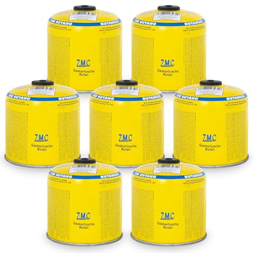 Z.M.C 7X Gaskartuschen 500g, Propan/Butan Gas 990ml, Gaskartusche EN417, Eurogewinde Schraubgewinde Anschluss, Schraubkartusche für Unkrautbrenner, Universal Druckgasdose mit Schraubventil