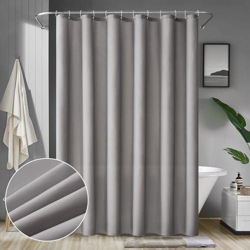 MIULEE Tenda per Doccia 180 x 180 cm Grigio Impermeabile Resistente Alla Muffa in Lavatrice Poliestere con 12 Ganci
