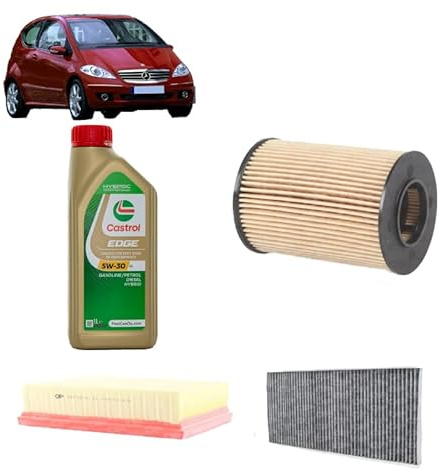 Kit tagliando + 5L olio Edge 5W30 LL per Classe A W169 A150/A160/A170/A180/A200 benzina (2004-2012)