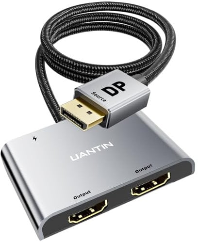 DisplayPort to Dual HDMI Adapter | 4K 60Hz DP Source to HDMI Splitter Extended Display Adapter for Dual Monitors,Display Port Converter for NVIDIA, AMD Graphics Card