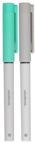 schreibwerk Tintenroller - 2er Set - Tintenschreiber für Rechts- und Linkshänder - Linienstärke 0,5 mm dünn - grau, grün