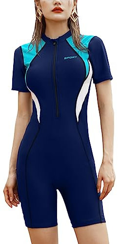 MEILONGER Costume da Bagno Intero da Donna Rashguard ad Asciugatura Rapida con Pantaloncini Corti