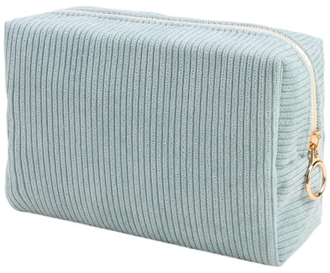 Kosmetiktasche, Schminktasche Make-Up Bag Multifunktionaler Kosmetiktäschchen Kleine Make-up-Tasche Cord-Kosmetiktasche Organizer für Frauen Mädchen für Urlaub und Alltag Blau sac