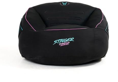 Woxter Stinger Puff Gaming - Ergonómico, Sillón para Juegos, Relleno Incluido, Tela Antimanchas y Transpirable, (Black & Blue)