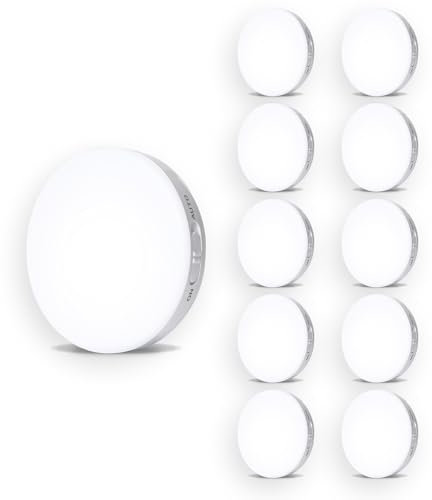 MIAOLIAN 10 Pack Motion Sensor Lights Indoor,Under Cabinet Kitchen Lights,Wireless Battery Operated LED auto Lamp,Rechargeable Magnetic Stick on Puck Wall Night Light,Stair,Cupboard,Wardrobe,Hallway