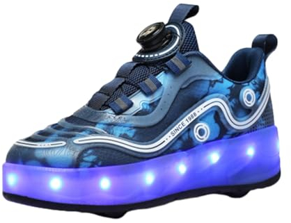 ENEN Rollschuhe Schuhe mit Rollen für Jungen & Mädchen, Kinder Turnschuhe mit 2 Rollen Versenkbarer 2-in-1 Skateboardschuhe mit Rollen für Outdoor Sports