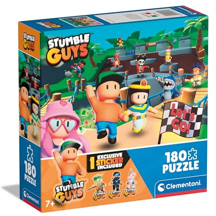 Clementoni Guys-180 Kinder 7 Jahre, Puzzle Figuren Videospiel, Gaming, Made in Italy, 29322, Farbe Stumble Guys, 180 Teile