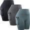 CADMUS 3er-Pack Workout-Shorts mit hoher Taille für Damen, 20,3 cm, Yoga-Biker-Shorts mit zwei Seitentaschen, 3122# Schwarz, Grau, Grün, 3 Stück, Klein