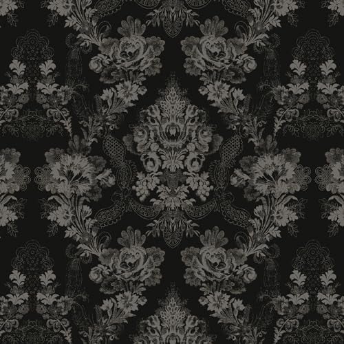 Fiula Barock Selbstklebende Tapete 41CMx3M Klebefolie Möbel Schwarz Weiß Klebetapete Möbelfolie Tapeten Vintage Wandtapete Abnehmbar Peel and Stick Wallpaper Wohnzimmer Schlafzimmer Wasserdicht