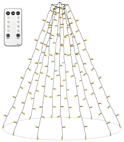 Senhui Weihnachtsbaum Lichterkette, 2M 400er LED 20 Stränge 8 Leuchtmodi Christbaumbeleuchtung mit Sternenring Innen Außen Dekor für 150cm-240cm Tannenbaum Warmweiß