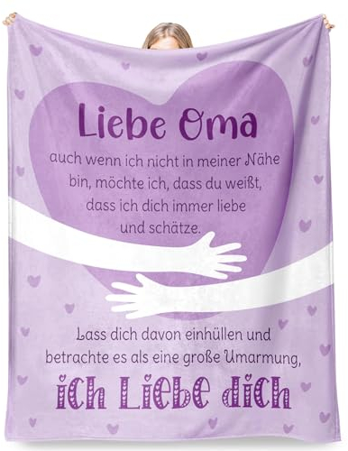 CheriGift Oma Geschenke Decke, Geschenke Für Oma Geburtstag, Flanell Kuscheldecke Flauschig Geburtstagsgeschenke für Oma, Geschenk für Geburtstag Muttertag 130x150cm