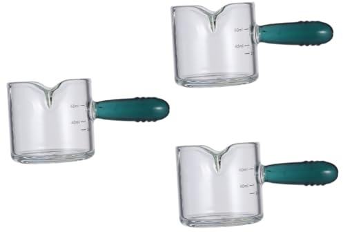 ULTECHNOVO 3piezas Copa Medidora De Café Espresso De Vidrio Jarra De Leche y Elegante Para Espumar Accesorio De Cocina Para Café y Espresso