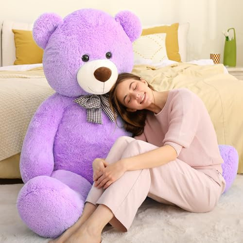 MorisMos Orso Peluche Gigante 180cm Viola, XXXL Giganti Orsacchiotto Peluche Orsetto Grande Morbido Kawaii, Carino Regalo San Valentino per Donna Fidanzata Bambini Ragazza Compleanno Decorazioni