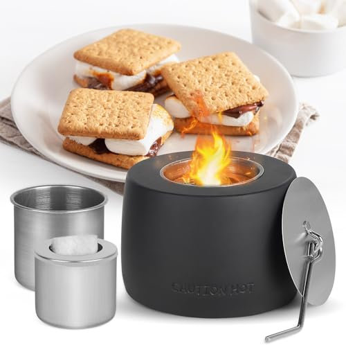 EFUTURETIME Camino Bioetanolo da Tavolo, Fuoco da Tavolo Esterni Interni con Bruciatore a Bioetanolo in Acciaio Inox per Decorare, Nero