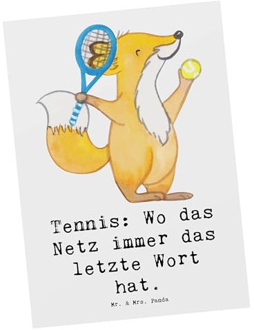 Mr. & Mrs. Panda Postkarte Tennis Netz - Geschenk, Schläger, Grußkarte, Tennistraining, Tennisfreundschaften, Einladung Geburtstag, Punkt, Bewegung,