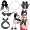 NebulaGlam 50er Jahre Accessoires Damen, 8 Stück Rockabilly Accessoires Damen für Karneval, 1950s Kostüm Set mit Chiffon Schal Handschuhe Sonnenbrille Polka Dot Bandana Ohrringe Halskette(Schwarz)