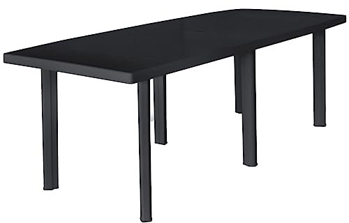 CCCINER Table de Jardin Anthracite 216x90x72 cm Plastique,Table de Jardin en Plastique résistant aux intempéries et avec Trou pour Parasol Anthracite 216 x 90 x 72 cm Tables de Jardin