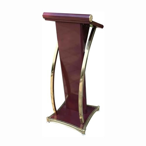 Rednerpult Stehpult Podium Sprechendes Rednerpult Für Schule Klassenzimmer, Hoch Kanzel Podium Stand, Konferenz-podiumsständer Aus Edelstahl, Podiumständer für Büro, Schule(Color:Rot (Goldstange))