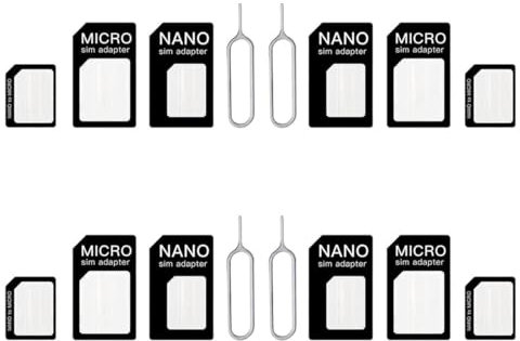 4 Sets 4 in 1 Nano SIM Card Adapter Kit Micro SIM Card Adapter Set Standard Sim Card Adapter with SIM Ejector Pin Compatible with Mobile Phone Black