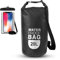 HTRTRR wasserdichte Tasche mit wasserdichter Handytasche, 10L/20L optional, mit verstellbarer Schulter, geeignet zum Kajakfahren, Rafting, Kanufahren, Camping, Reisen, Schwimmen (Schwarz, 20L)