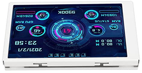 Computer-Temperaturmonitor, IPS-Vollbildanzeige, Kleiner Bildschirm für AIDA64 PC, CPU, RAM, Festplatte, Datenmonitor, Anwendbar für die Host-Überwachung (Weiß)