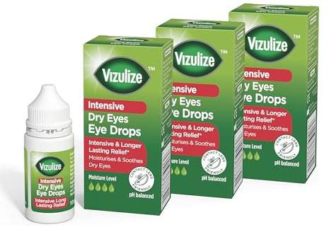Vizulize Intensive Dry Eye Drop 10ml - Intensive & Longer Lasting Relief, Moisturises & Soothes Dry Eyes - 3 Pack