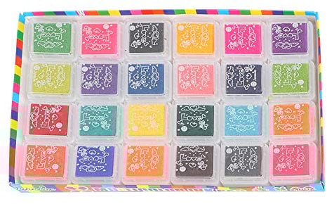 24 Colors Stamp Ink Pad Set, Sponge Finger Paints for Scrapbook, Greeting Cards, and Love Letters