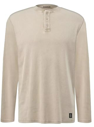 QS Gewaschenes Henley-Langarmshirt mit Rippstruktur
