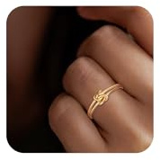 EVER FAITH Zierliche Doppel Liebe Herz Infinity Ring 925 Sterling Silber 14K vergoldet Mutter Tochter Beste Freundin Irische Keltische Knoten Hochzeit Versprechen Band Ring für Damen Größe 19（59）