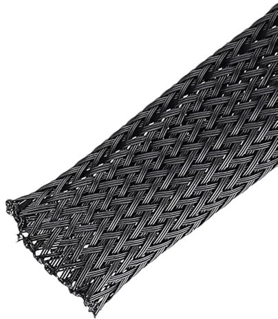 OXOLAMRIN Braided Cable Hose Sleeves，Cable Tidy Sleeve， 164ft Flat Tubular Expandable, Width 3/8/10/16/18/40mm Winding Sleeves, PET Expandable Braided Cable Sleeve Wire Loom(6mm)